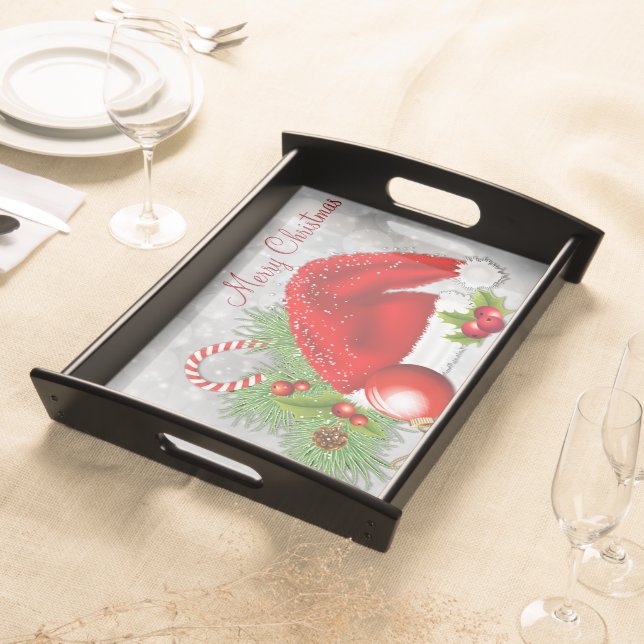 Santa Hat Festive Christmas Serving Tray (Front)