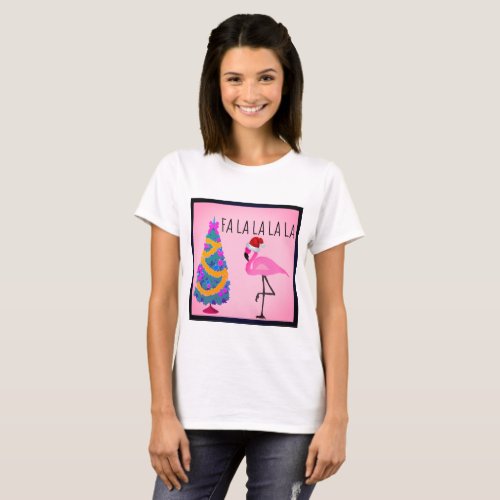 Santa Hat Flamingo Womens T_Shirt