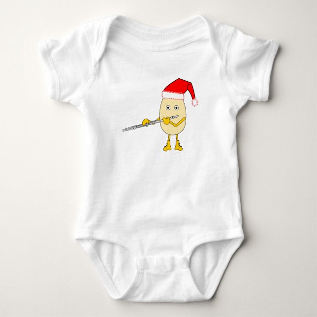 Santa Hat Flute Egghead Baby Bodysuit (Front)