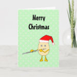 Santa Hat Flute Egghead Christmas Card