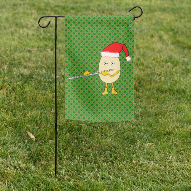 Santa Hat Flute Egghead Garden Flag (In SItu)