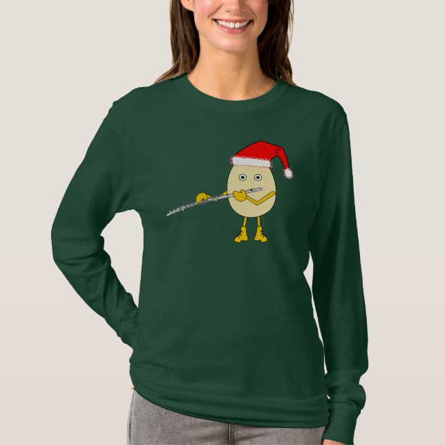 Santa Hat Flute Egghead T-Shirt (Front)