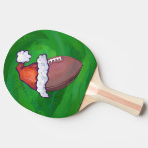 Santa Hat Football on Green Ping-Pong Paddle