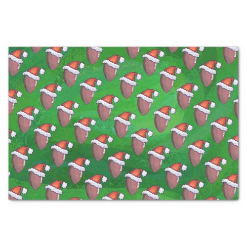 Santa Hat Football on Green Tissue Paper