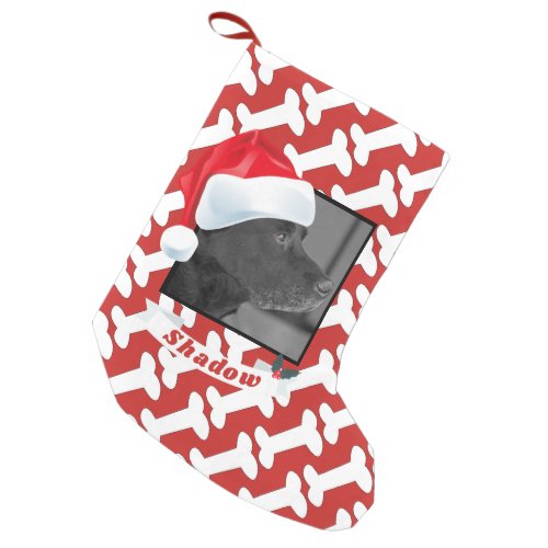 Santa Hat for Dog Personalized Photo Name Red Small Christmas Stocking