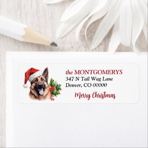 Santa Hat German Shepard Christmas Return Address Label
