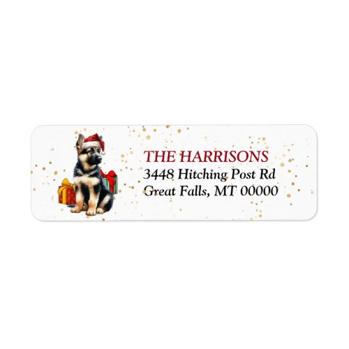 Santa Hat German Shepherd Puppy Gifts Label