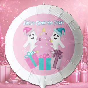 Santa Hat Ghosts with Christmas Tree & Presents Balloon