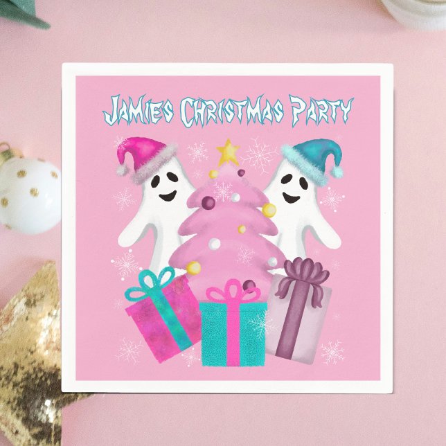 Santa Hat Ghosts with Christmas Tree & Presents Napkins (Creator Uploaded)