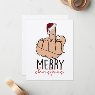 Santa Hat Giving the Finger Christmas Note Card