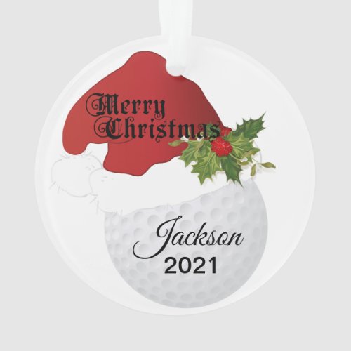 Santa Hat Golf Design  DIY Name Ornament