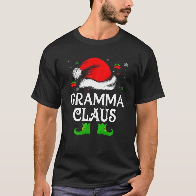 Santa Hat Gramma Claus Elf Funny Ugly Christmas Sw T-Shirt (Front)