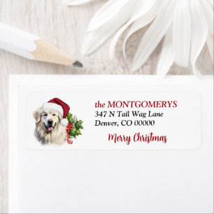 Santa Hat Great Pyrenees Christmas Return Address Label