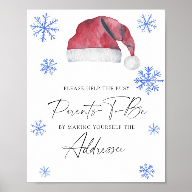 Santa hat - Help the Busy Parents-to-Be Addressee Poster (Front)