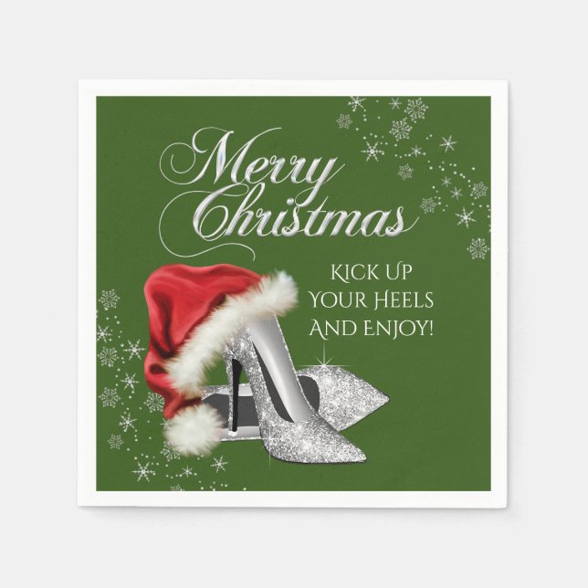 Santa Hat High Heel Shoe Christmas Party Napkins (Front)
