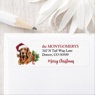 Santa Hat Irish Setter Christmas Return Address Label