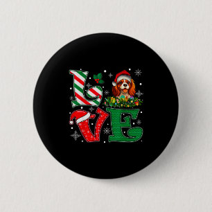 Santa Hat Love Cavalier King Charles Spaniel Dog X Button