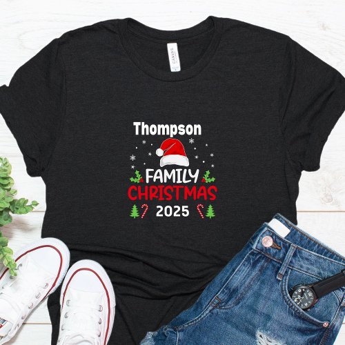 Santa Hat Matching Family Name Year Christmas    T_Shirt