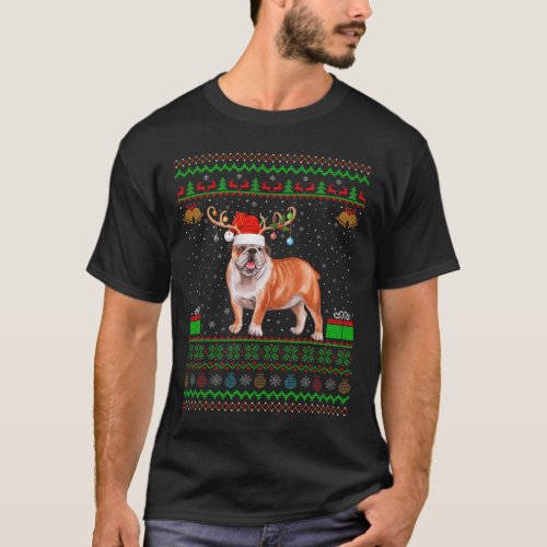 Santa Hat Matching Ugly English Bulldog Christmas  T_Shirt