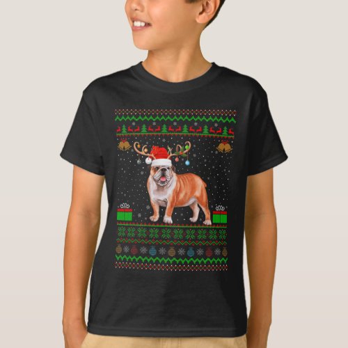 Santa Hat Matching Ugly English Bulldog Christmas  T_Shirt