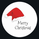 Santa Hat Merry Christmas Classic Round Sticker<br><div class="desc">Christmas Sticker with Santa hat image.</div>
