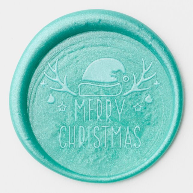 Santa Hat Merry Christmas Holiday Wax Seal Sticker (Front)