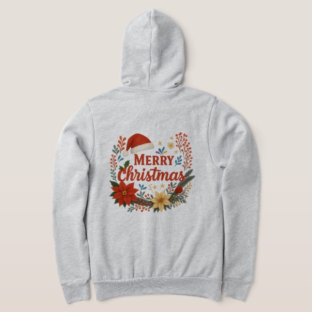 Santa Hat Merry Christmas Zip Hoodie (Laydown Back)