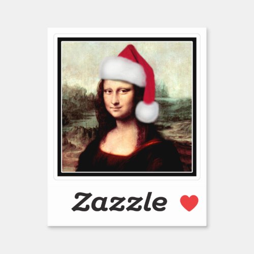 Santa Hat Mona Lisa Christmas Sticker