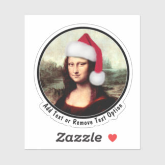 Santa Hat Mona Lisa Christmas Sticker