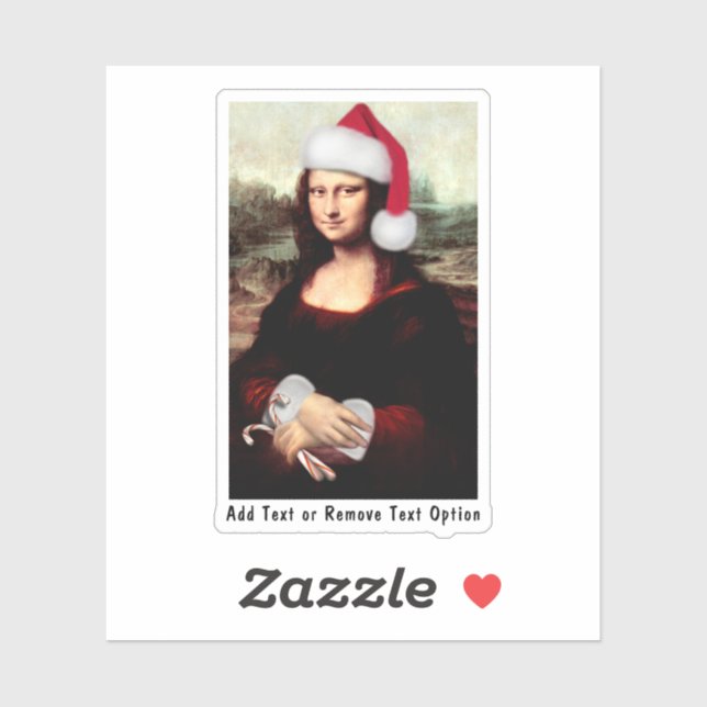 Santa Hat Mona Lisa Christmas Sticker (Sheet)