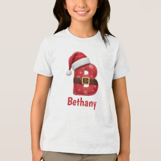 Santa Hat Monogram Letter B Christmas Alphabet Tri-Blend Shirt