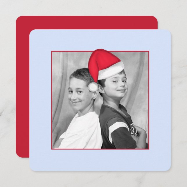 Santa Hat (movable) Photo Card Square (Front/Back)