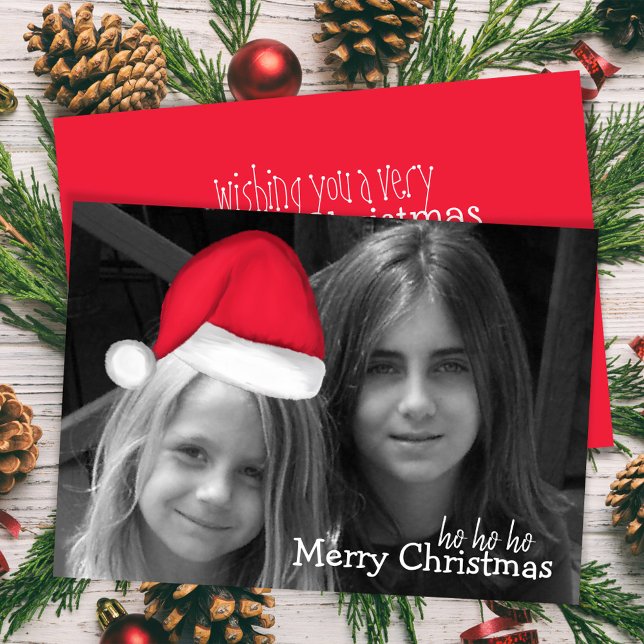 Santa Hat (movable) Photo Greeting card (Merry Christmas Movable Santa Hat greeting card)