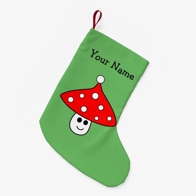 Santa Hat Mushroom Christmas Stocking (Front (Hanging))