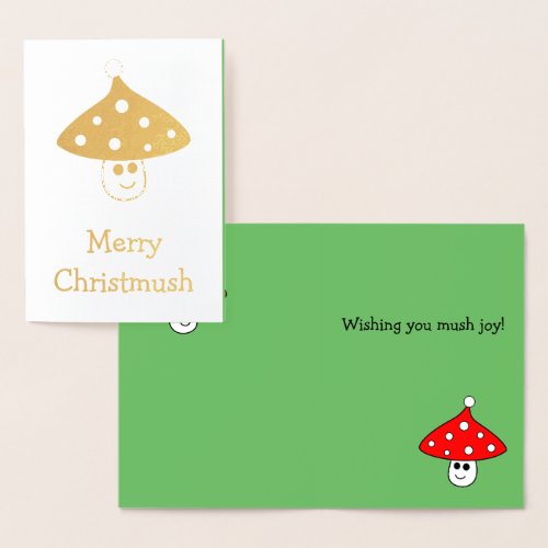 Santa Hat Mushroom Foil Card