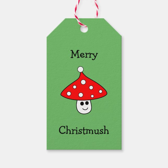 Santa Hat Mushroom Gift Tags (Front)