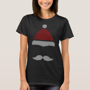 Santa Hat Mustache Ugly Christmas T-Shirt