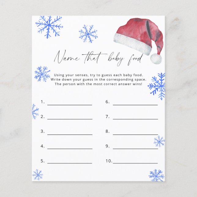 Santa hat - Name that baby food game (Front)