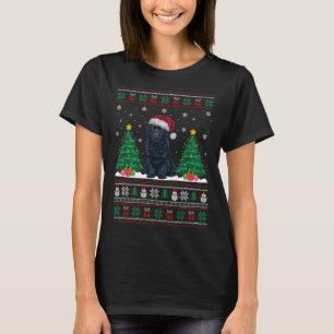 Santa Hat Newfoundland Dog Xmas Tree Lights Ugly S T-Shirt