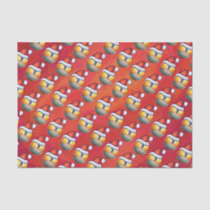 Santa Hat Nine Ball Pattern on Red Tissue Paper