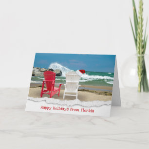 Santa Hat on Adirondack Chair Card