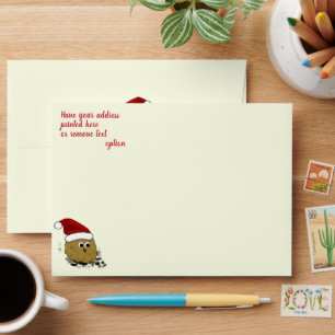 Santa Hat on Germ Christmas Envelope
