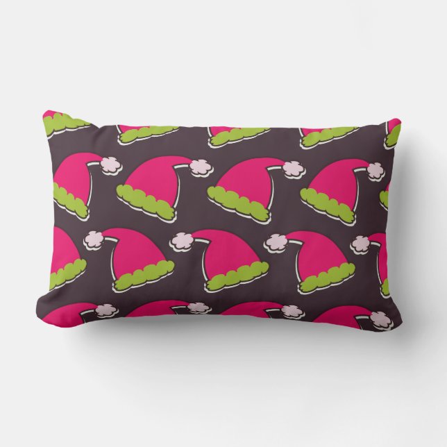 santa hat patterned lumbar pillow (Front)