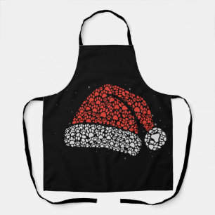 Santa Hat Paw Print Christmas Dog Lover Dogs Mom Apron