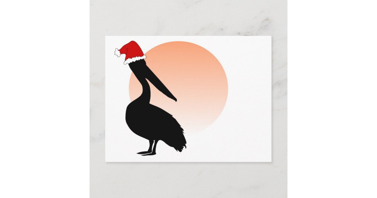 Santa Hat Pelican Holiday Postcard | Zazzle.com