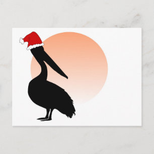 Santa Hat Pelican Holiday Postcard