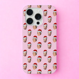 Santa Hat Personalized Face 2 Photo Christmas Gift iPhone 15 Pro Case