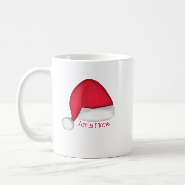 Santa Hat Personalized Holiday Mug (Left)
