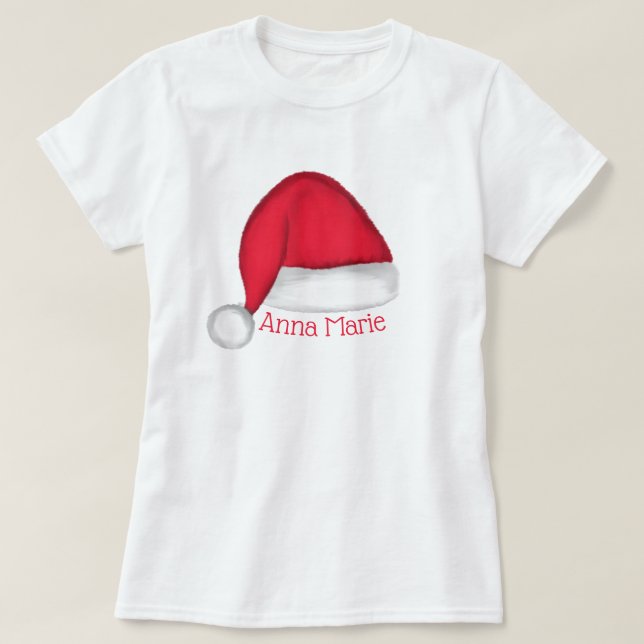 Santa Hat Personalized T Shirt (Design Front)