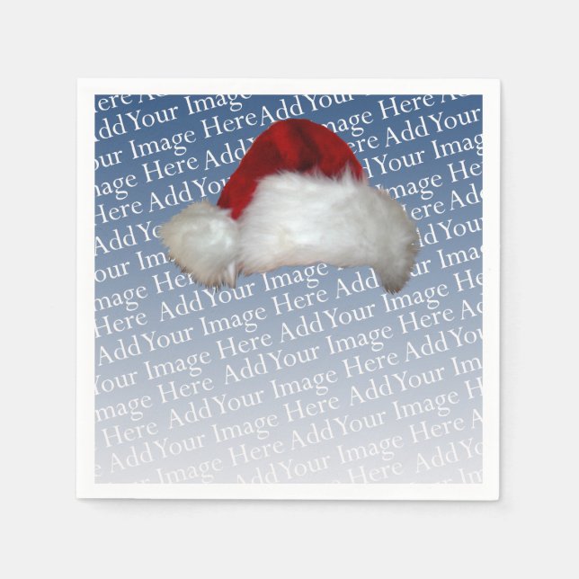 Santa Hat Photo Template Christmas Picture Holiday Napkins (Front)